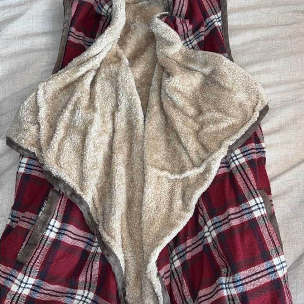 She + Sky Red and Brown Plaid Vest